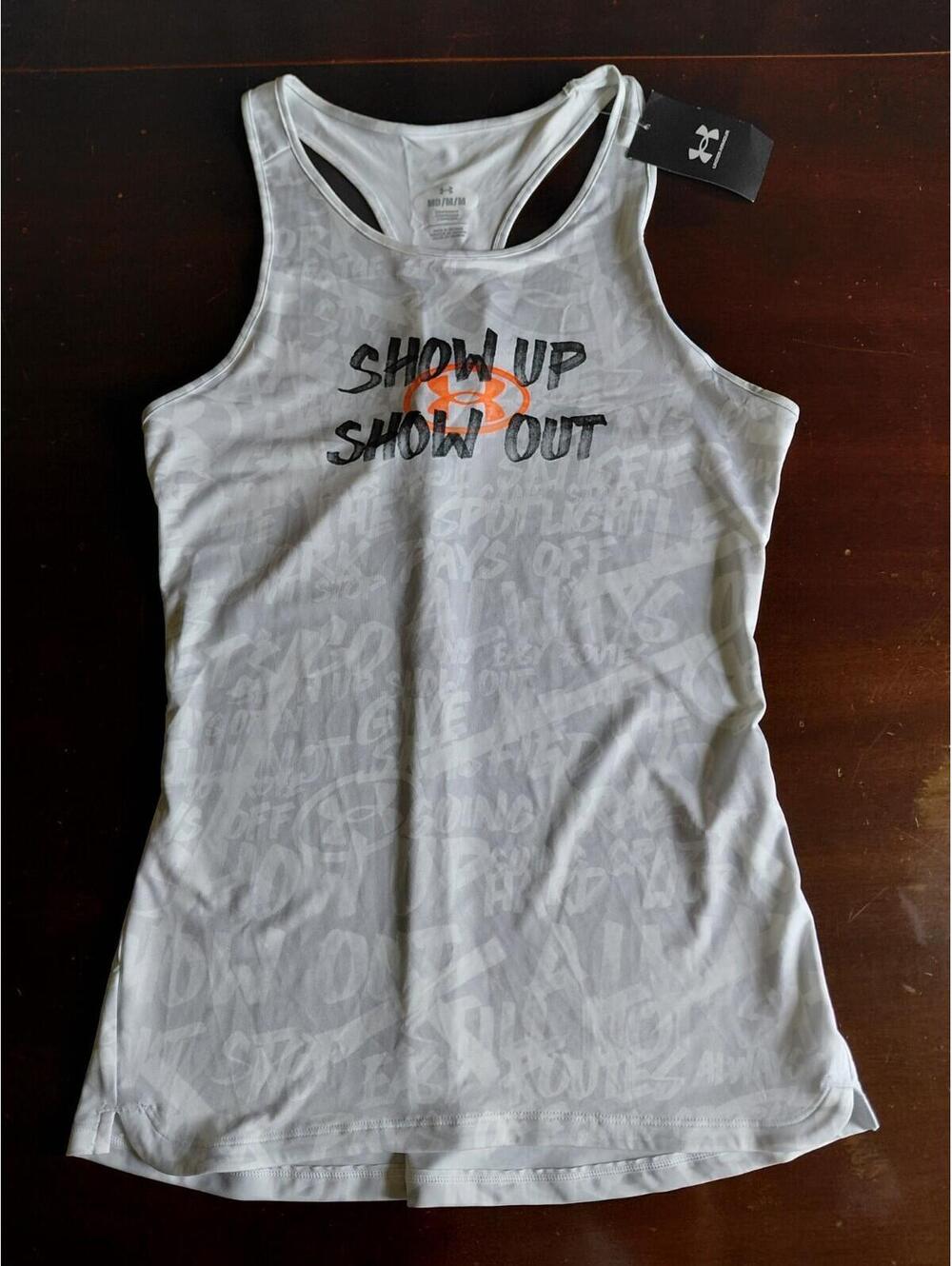 NWT Under Armour Heatgear Tank Womens Medium Compression Gray Racer Back